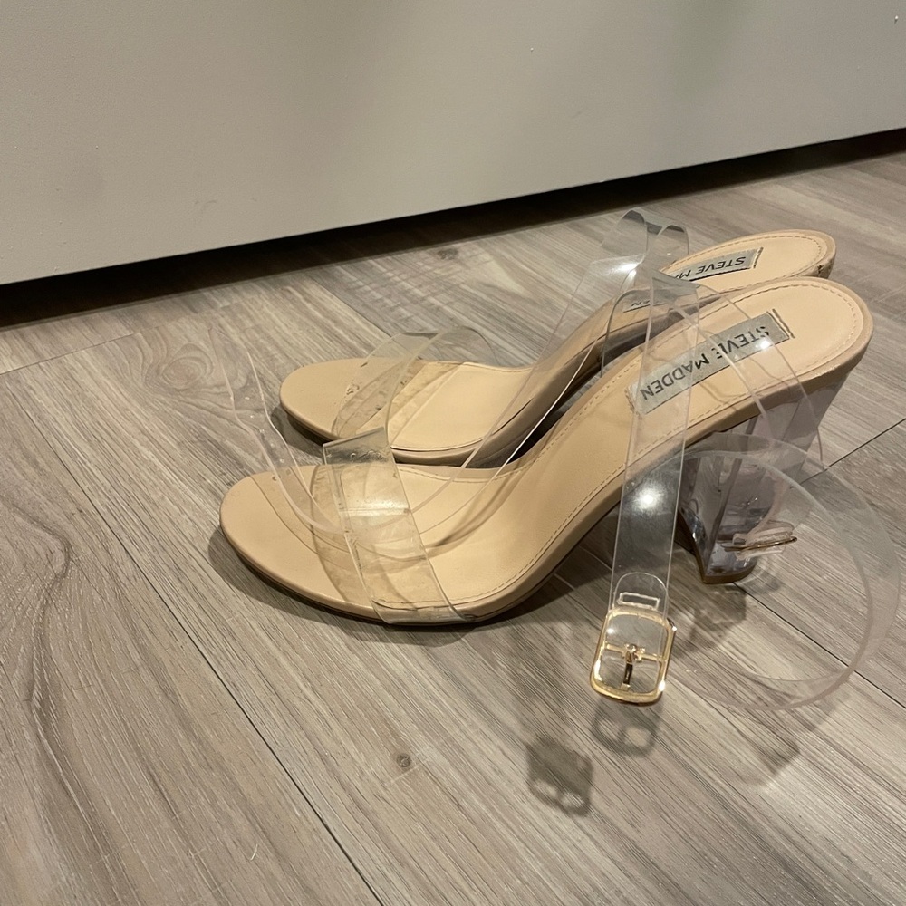 Steve Madden clear lace up heels